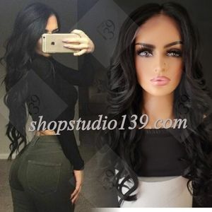 Human hair bodywave lace front wig with shifting part middle or side
